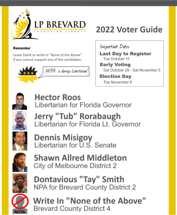 2022 Voter Guide Candidates Libertarian Party of Brevard County